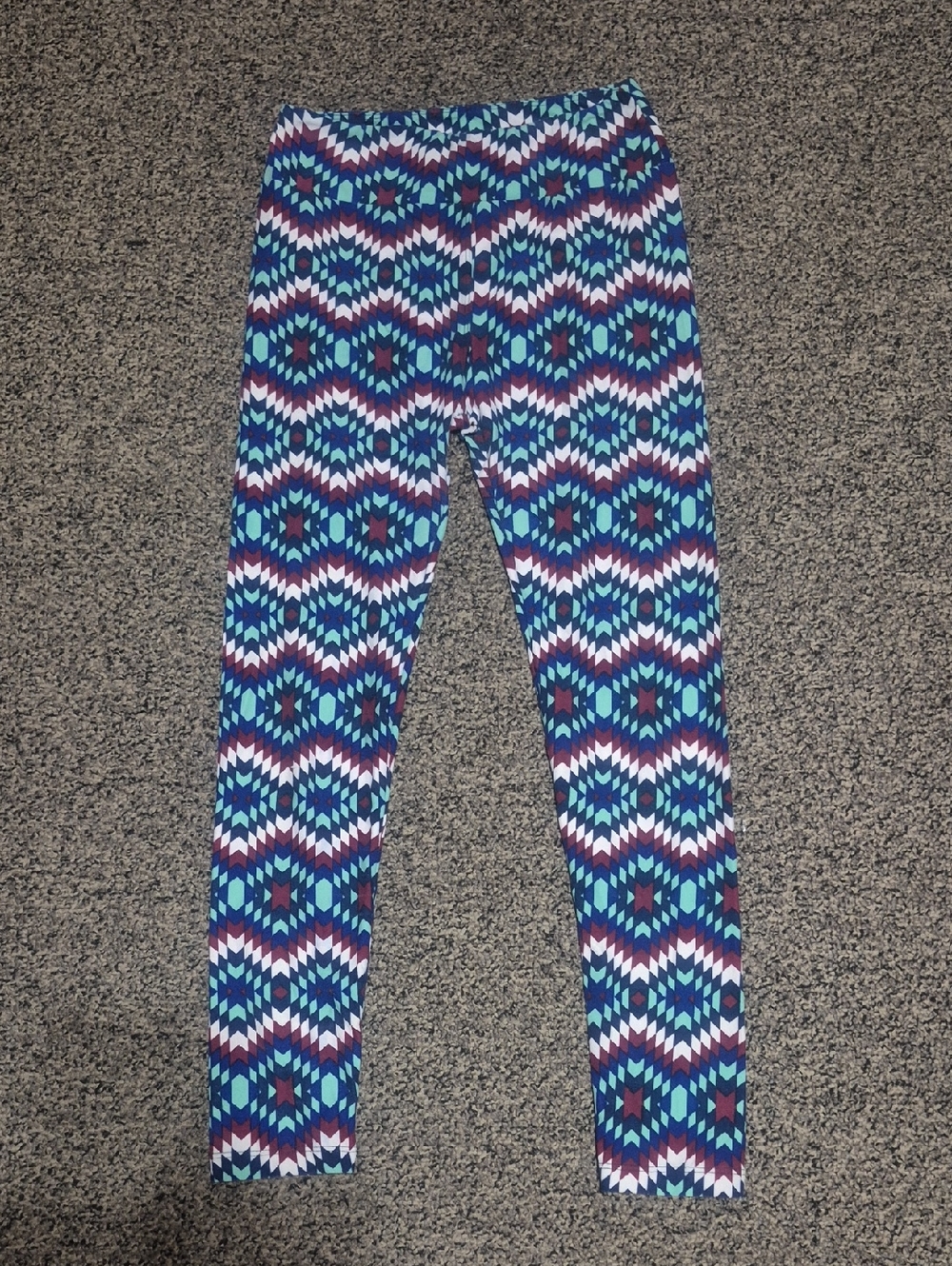 LuLaRoe Aztec Geometric Leggings - Blue, Teal & Purple